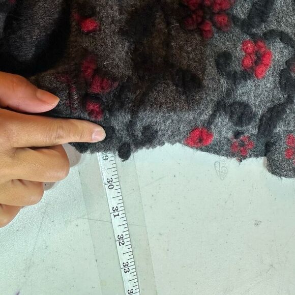 Jperico Women's Floral Wool Blend Cardigan Poncho Sweater Gray Red One Size - Picture 5 of 8